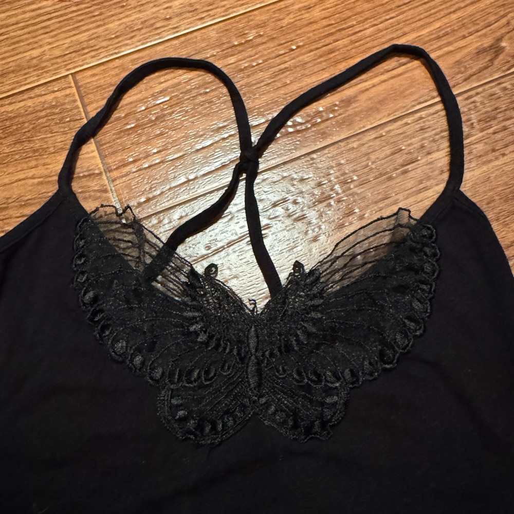 EVE GRAVEL Black Butterfly Lace Detail Top
